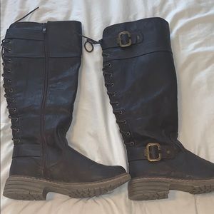 Wanted lounge insulated brown leather tall boots